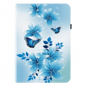 Case Samsung Galaxy Tab S10 Plus Handyhülle Blaues Schmetterlingsmuster
