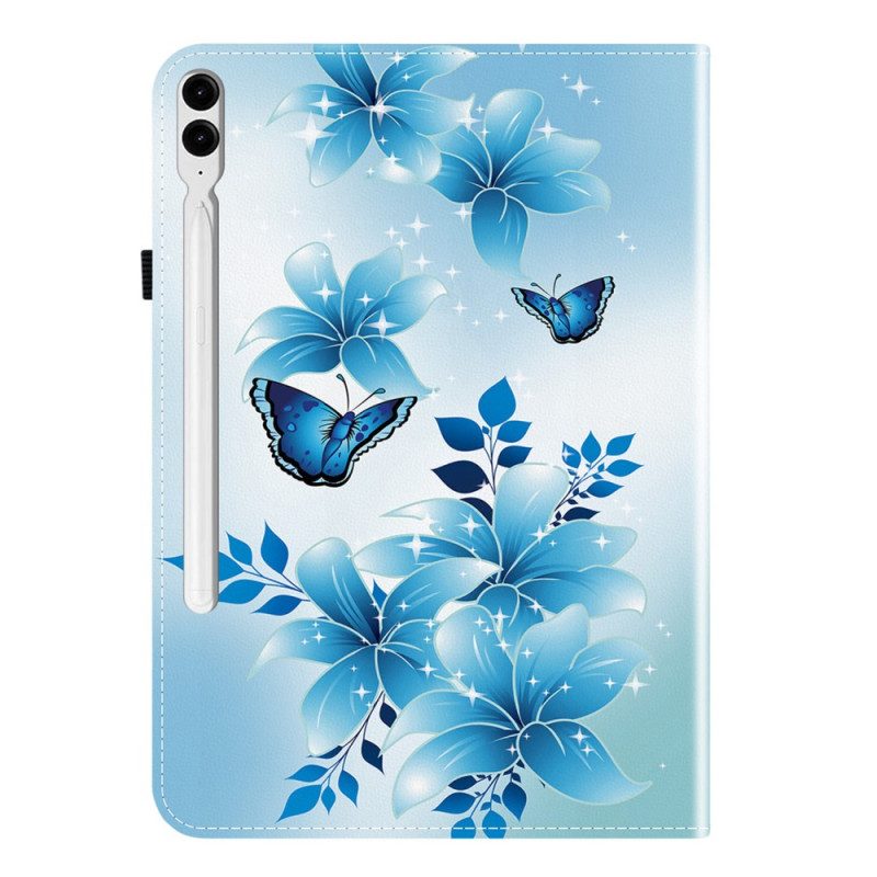 Case Samsung Galaxy Tab S10 Plus Handyhülle Blaues Schmetterlingsmuster