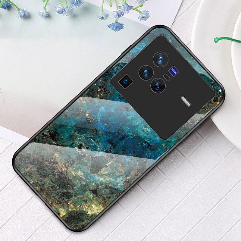 Handyhülle Für Vivo X80 Pro Marmor-gehärtetes Glas