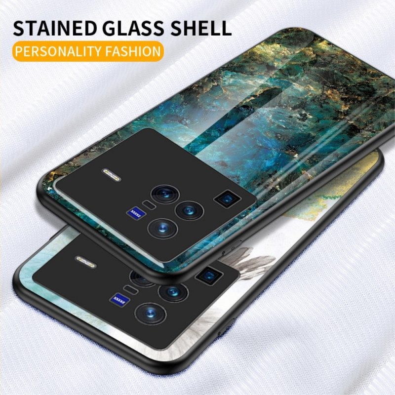 Handyhülle Für Vivo X80 Pro Marmor-gehärtetes Glas