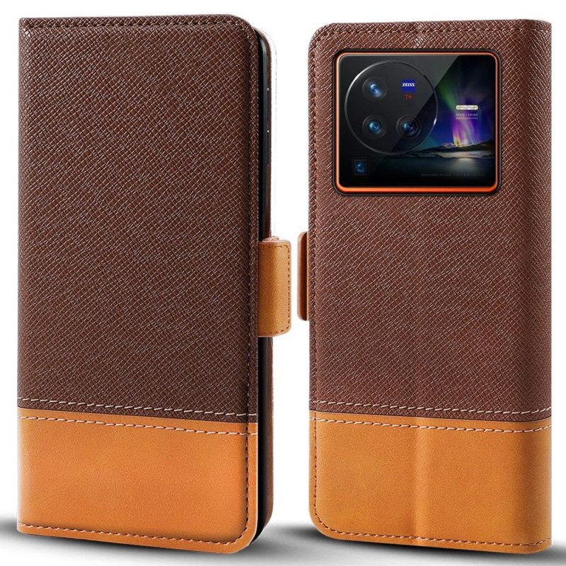 Lederhüllen Für Vivo X80 Pro Stoff- Und Ledereffekt