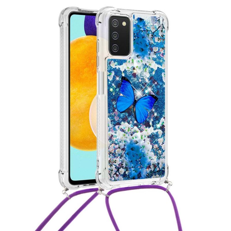 Handyhülle Für Samsung Galaxy A03s Mit Kordel Kordelzug-pailletten-schmetterlinge