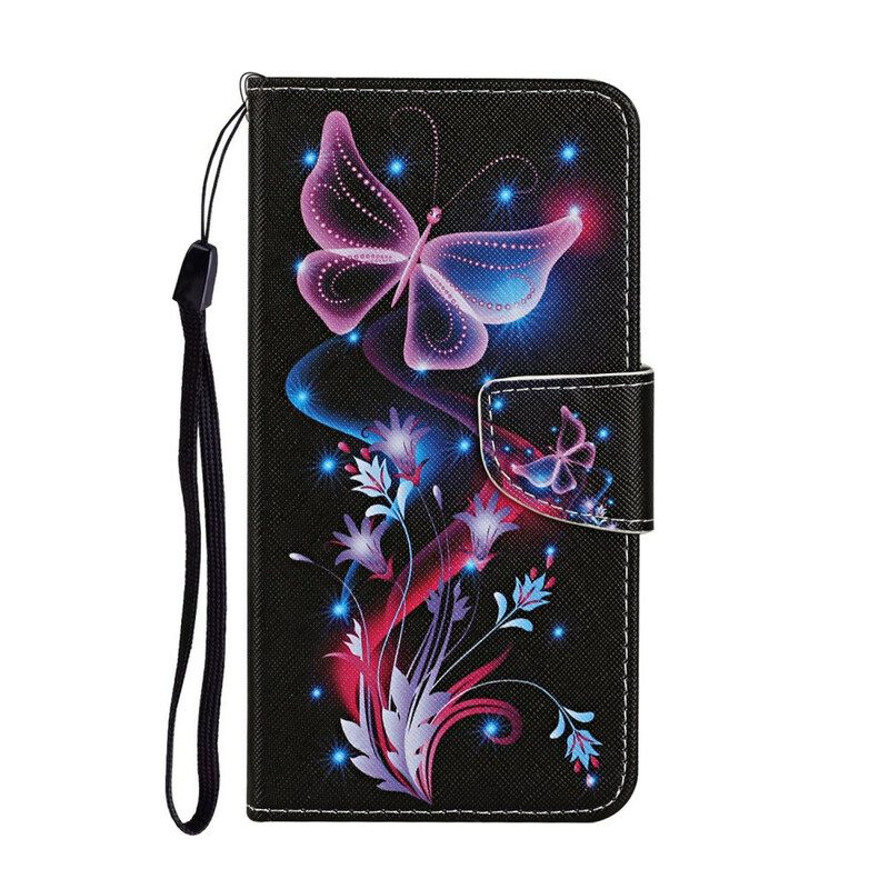 Flip Case Für Samsung Galaxy A31 Schmetterlinge Und Schlüsselband