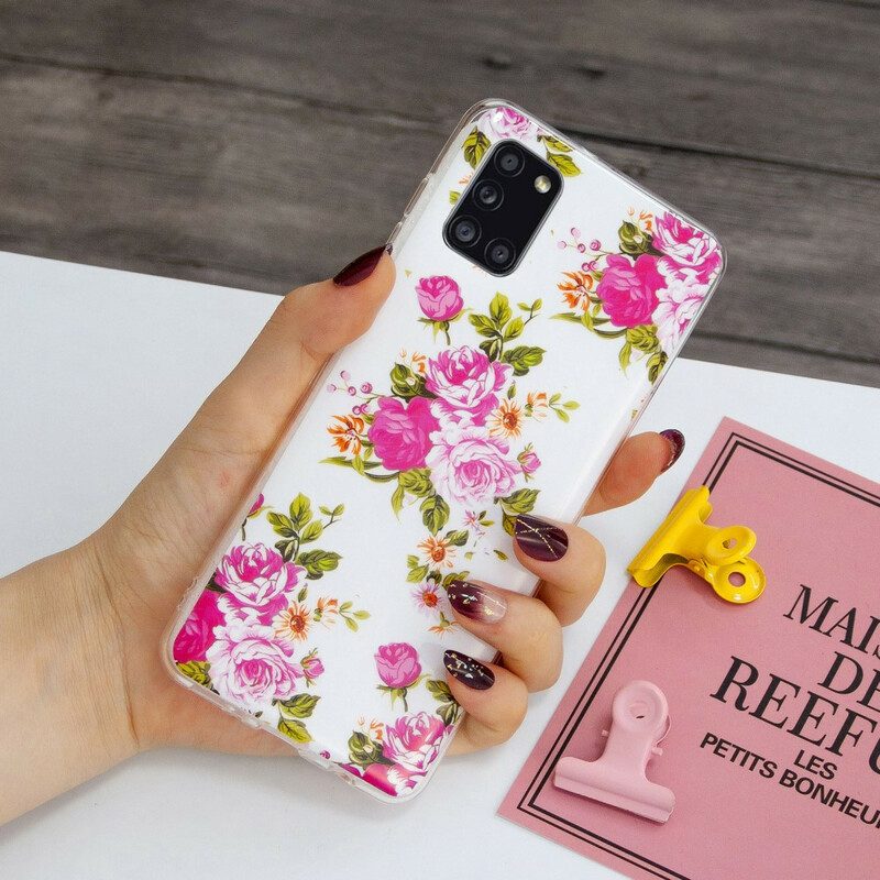 Handyhülle Für Samsung Galaxy A31 Fluoreszierende Freiheitsblumen