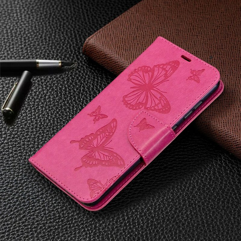 Lederhüllen Für Samsung Galaxy A31 Schmetterlinge Im Flug Mit Schlüsselband