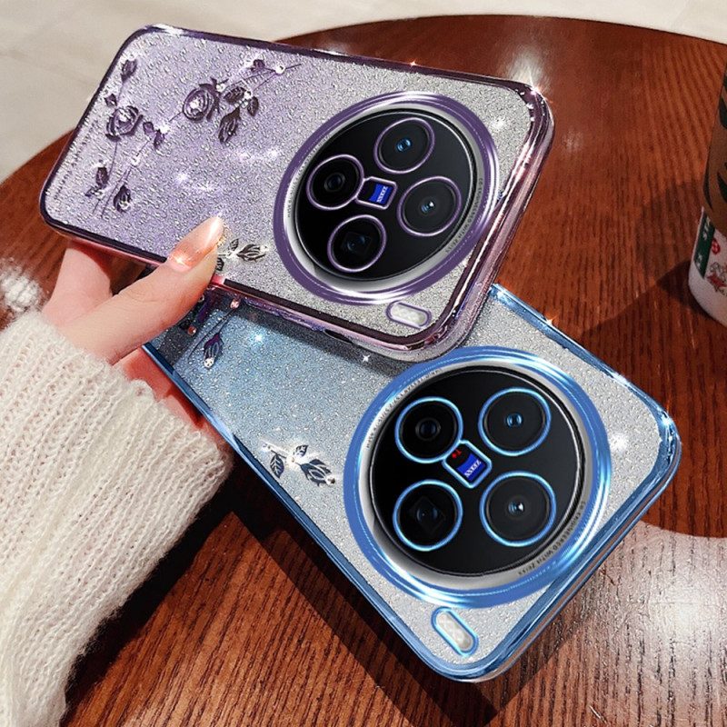 Hülle Vivo X200 Hülle Mit Blumen Und Strasssteinen