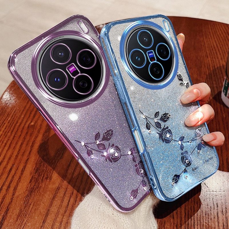 Hülle Vivo X200 Hülle Mit Blumen Und Strasssteinen