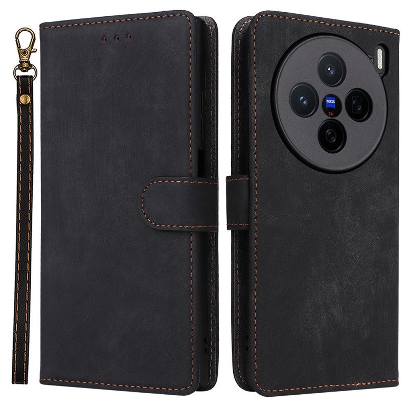 Lederhüllen Für Vivo X200 Wildleder-effekt Mit Tragegurt