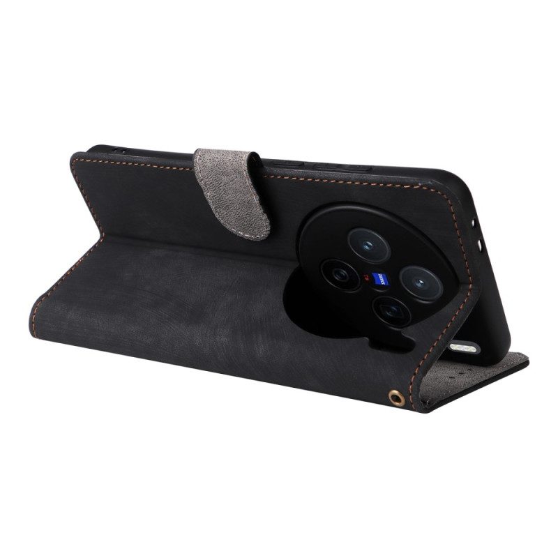 Lederhüllen Für Vivo X200 Wildleder-effekt Mit Tragegurt