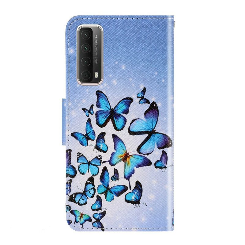 Flip Case Für Huawei P Smart 2021 Mit Kordel Flug Der Schmetterlinge Im Schlüsselband