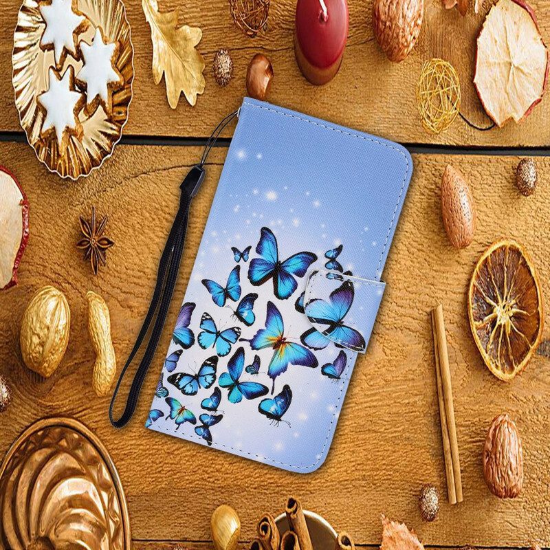 Flip Case Für Huawei P Smart 2021 Mit Kordel Flug Der Schmetterlinge Im Schlüsselband