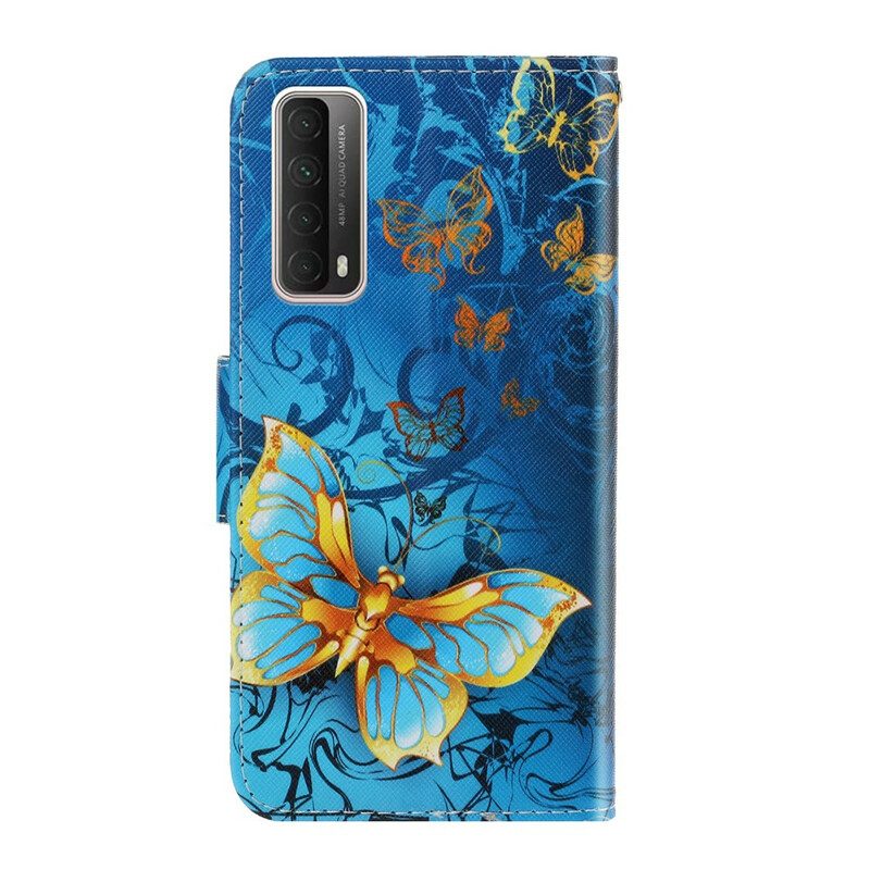 Lederhüllen Für Huawei P Smart 2021 Mit Kordel Variationen Von Schmetterlingsriemen