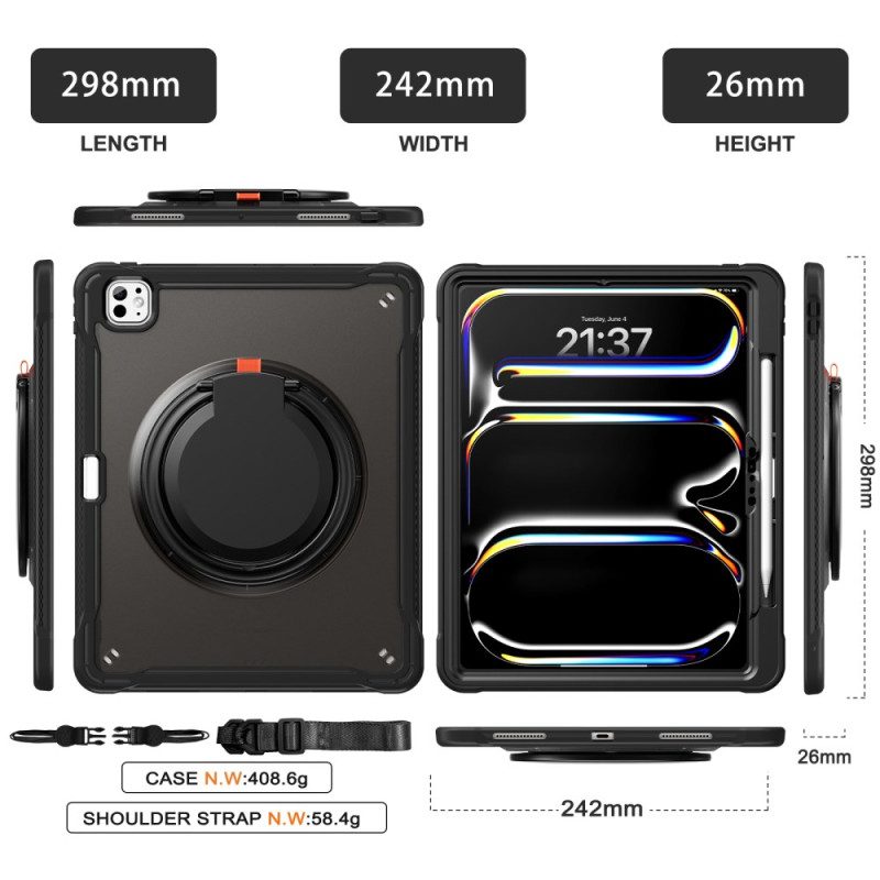 Hülle iPad Pro 13 (2025) Handyhülle Drehbarer Ständer Und Schultergurt