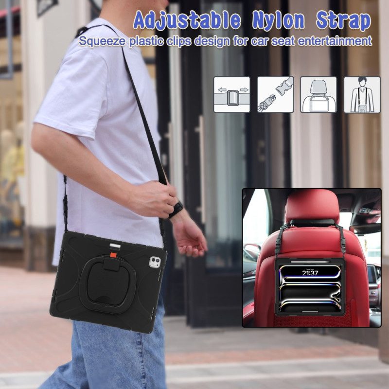 Hülle iPad Pro 13 (2025) Handyhülle Ringhalter Und Verstellbarer Schultergurt