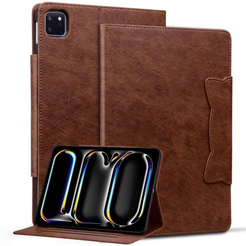 Lederhüllen iPad Pro 13 (2025) Magnetverschluss Mit Katzenmotiv