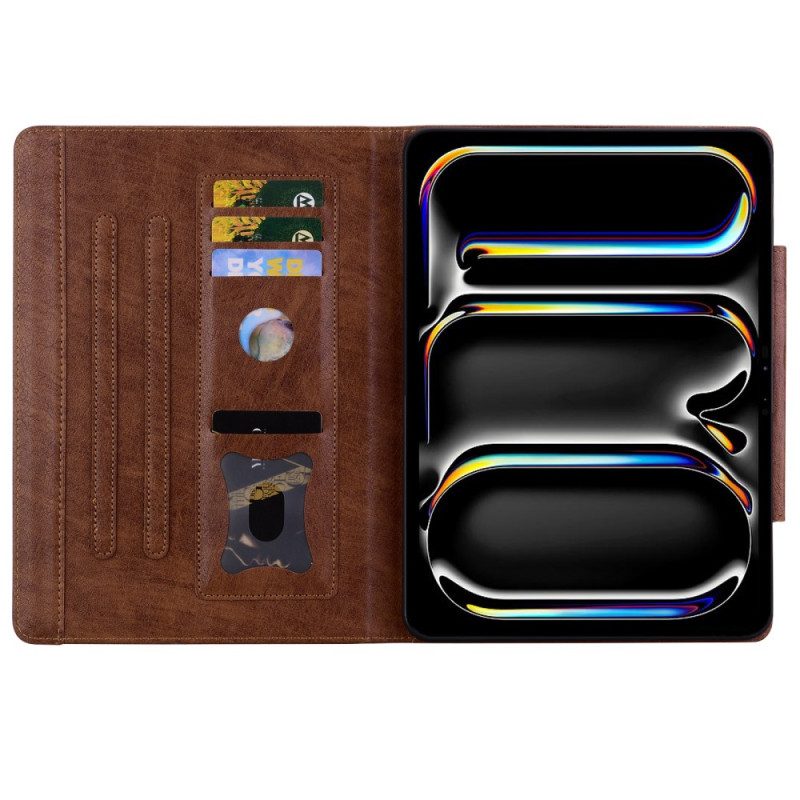 Lederhüllen iPad Pro 13 (2025) Magnetverschluss Mit Katzenmotiv