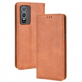 Schutzhülle Für Vivo Y76 5G Flip Case Stilisierter Lederstil