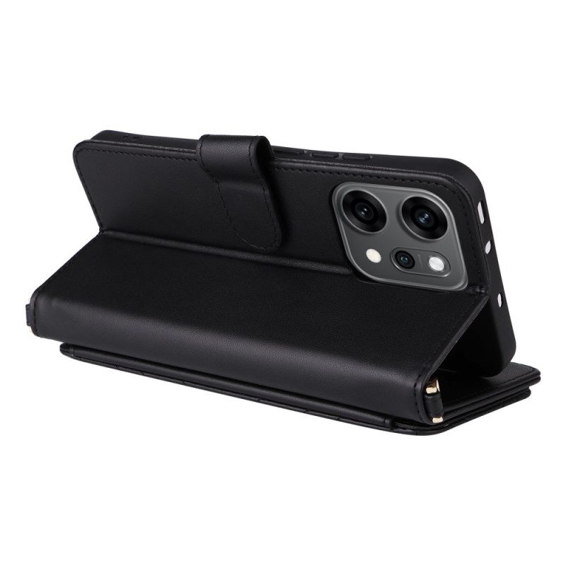 Lederhüllen Oppo Reno 14 Pro 5g Gesteppt Mit Trageriemen Und Handschlaufe