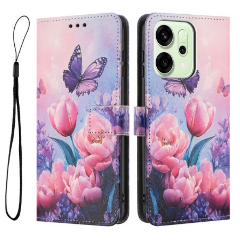 Lederhüllen Oppo Reno 14 Pro 5g Handyhülle Blumenmuster