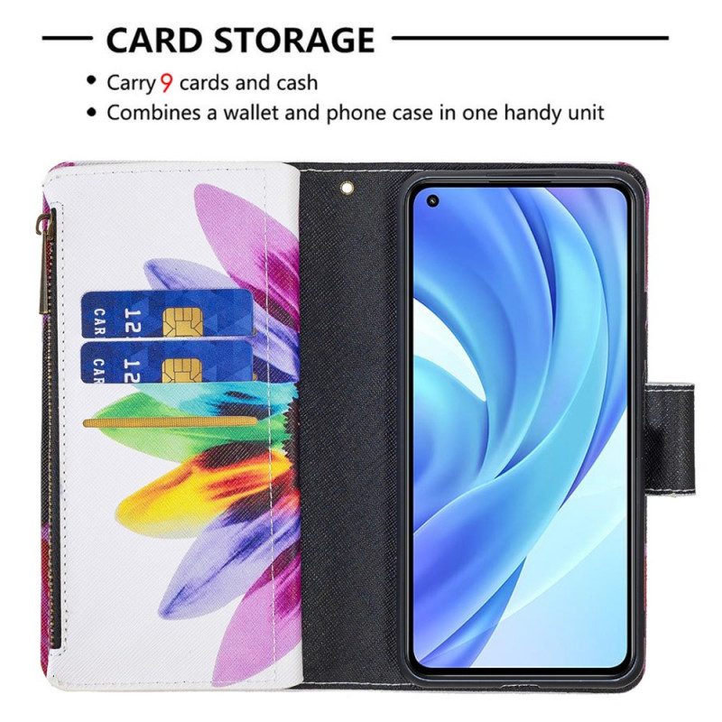 Lederhüllen Für Xiaomi Mi 11 Lite 4G / 5G / 5G NE Bunte Blumentasche Mit Reißverschluss