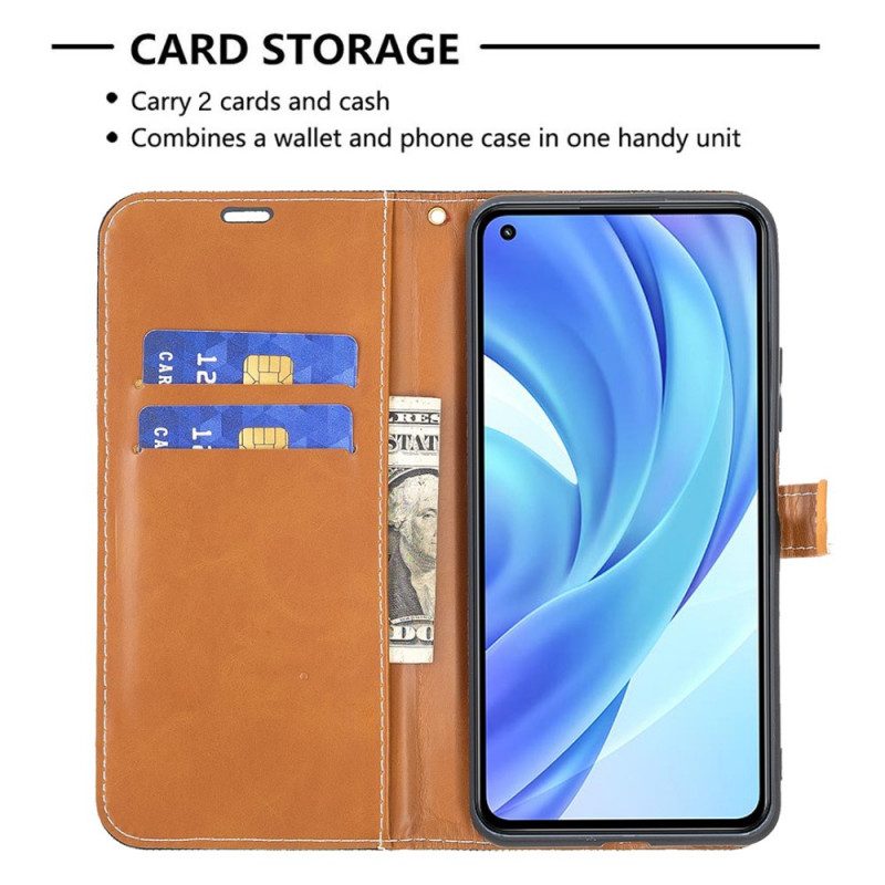 Lederhüllen Für Xiaomi Mi 11 Lite 4G / 5G / 5G NE Mit Kordel Armband In Stoff- Und Lederoptik