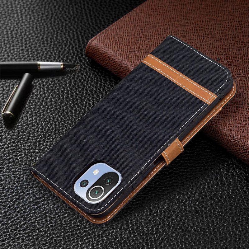 Lederhüllen Für Xiaomi Mi 11 Lite 4G / 5G / 5G NE Mit Kordel Armband In Stoff- Und Lederoptik
