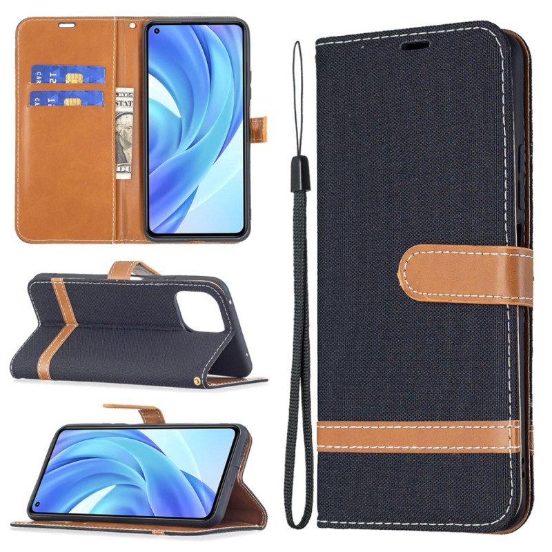 Lederhüllen Für Xiaomi Mi 11 Lite 4G / 5G / 5G NE Mit Kordel Armband In Stoff- Und Lederoptik