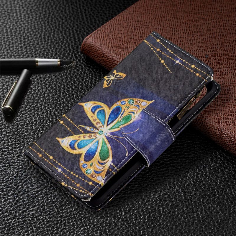 Lederhüllen Für Xiaomi Mi 11 Lite 4G / 5G / 5G NE Reißverschlusstasche Goldene Schmetterlinge