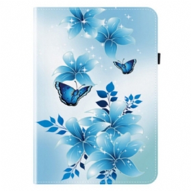 Case Samsung Galaxy Tab S11 Handyhülle Schmetterlinge Und Blaue Blumen