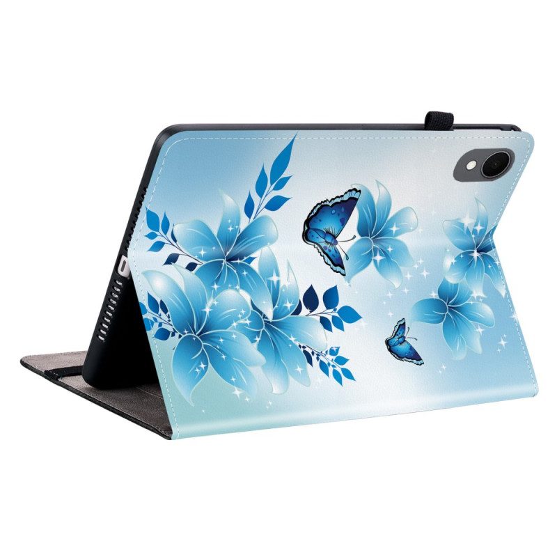Case Samsung Galaxy Tab S11 Handyhülle Schmetterlinge Und Blaue Blumen