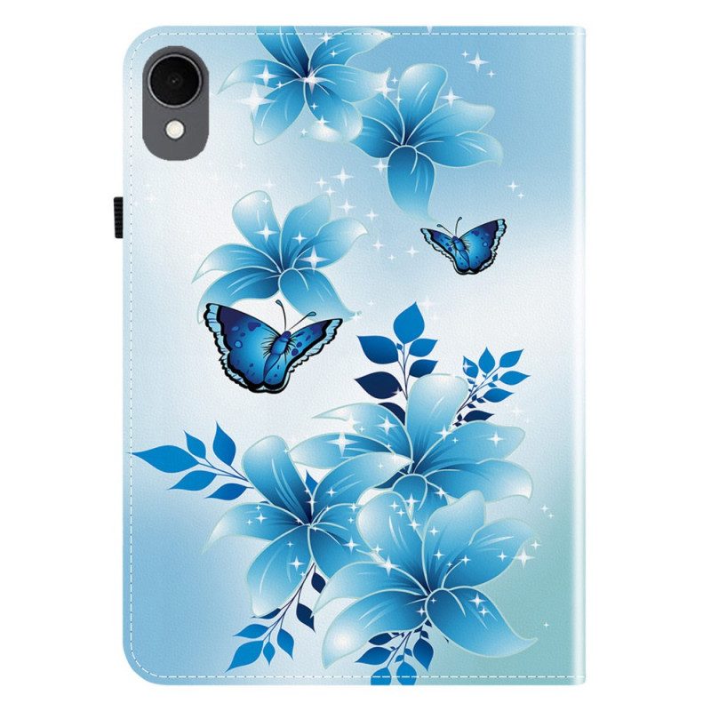 Case Samsung Galaxy Tab S11 Handyhülle Schmetterlinge Und Blaue Blumen