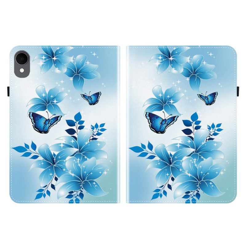Case Samsung Galaxy Tab S11 Handyhülle Schmetterlinge Und Blaue Blumen
