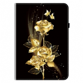Case Samsung Galaxy Tab S11 Schmetterlinge Und Goldene Rosen