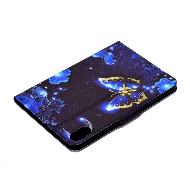Lederhüllen Samsung Galaxy Tab S11 Blauer Und Goldener Schmetterling