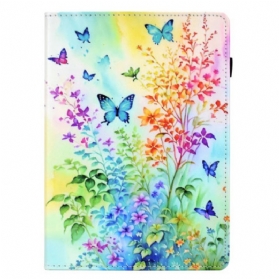 Lederhüllen Samsung Galaxy Tab S11 Bunte Blumen Und Schmetterlinge