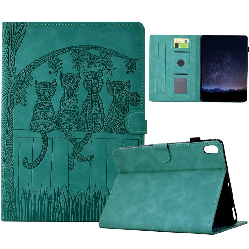 Lederhüllen Samsung Galaxy Tab S11 Handyhülle Katzenmotiv In Wildlederoptik