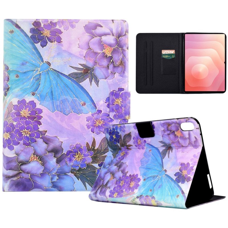 Lederhüllen Samsung Galaxy Tab S11 Handyhülle Pfingstrosen Und Schmetterlinge