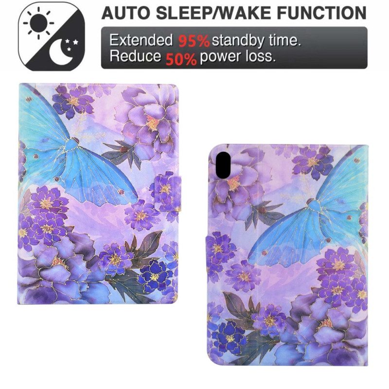 Lederhüllen Samsung Galaxy Tab S11 Handyhülle Pfingstrosen Und Schmetterlinge