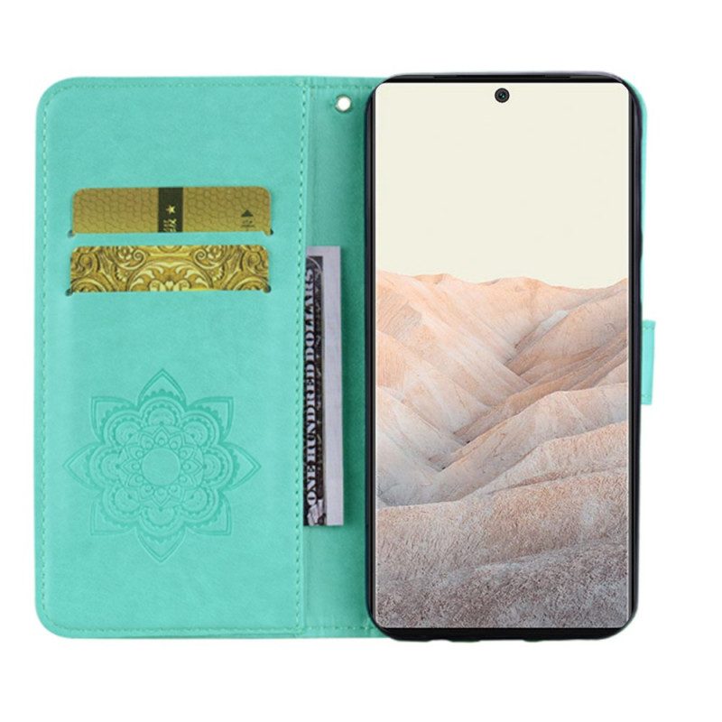 Lederhüllen Für Google Pixel 6 Pro Eulen-mandala Und Schlüsselband