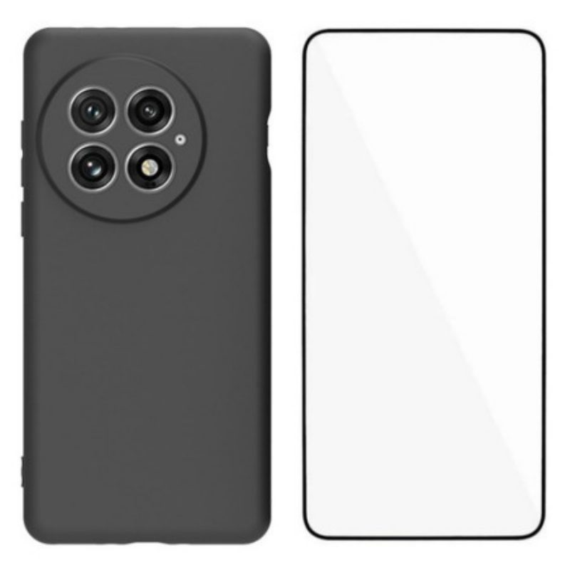 Hülle Für Oneplus 13 2-in-1 Displayschutzfolie: Mattes Silikon Mit Displayschutzfolie Aus Gehärtetem Glas