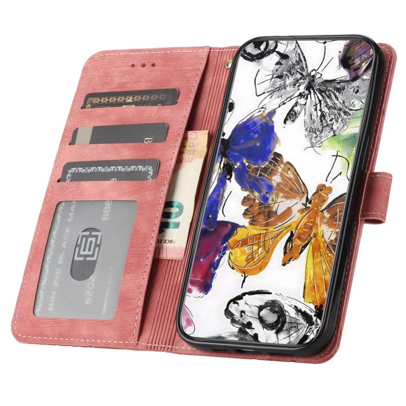 Lederhüllen Oneplus 13 Handyhülle Schmetterlings-wildleder-effekt