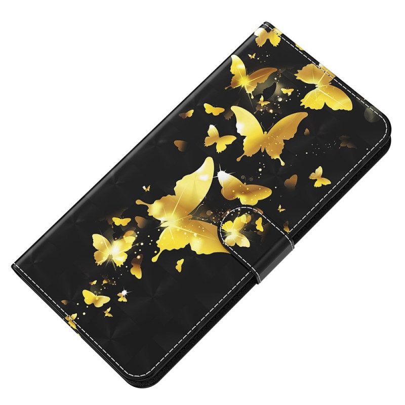Lederhüllen Für Oppo A54 5G / A74 5G Mit Kordel Tanga-schmetterlinge