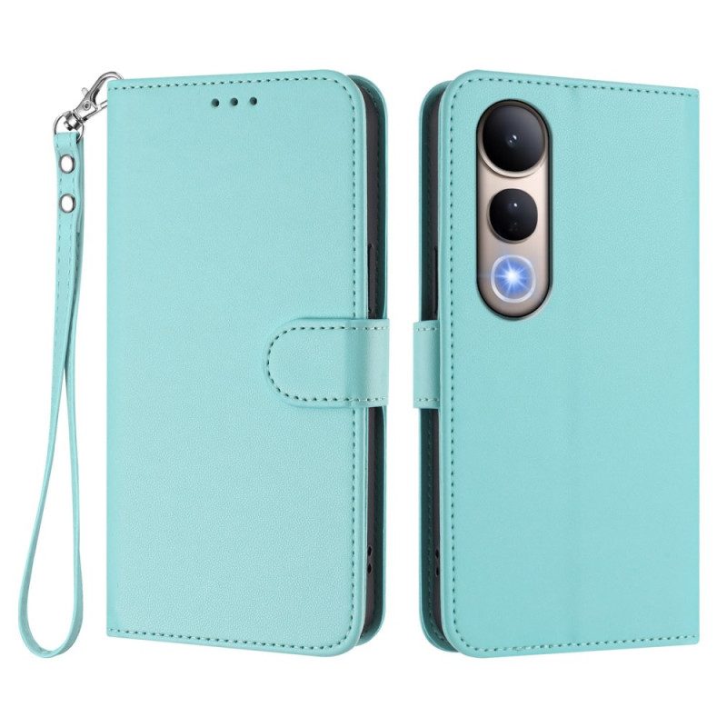 Lederhüllen Für Vivo V50 Lite 5g Glattes Kunstleder Mit Trageband