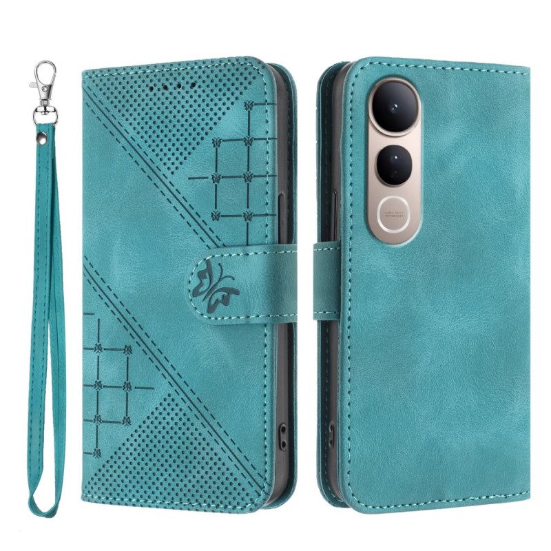 Lederhüllen Vivo V50 Lite 5g Geometrisches Riemendesign