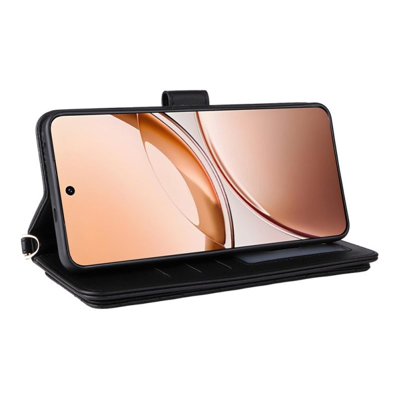 Lederhüllen Vivo V50 Lite 5g Gesteppt Mit Trageschlaufe Und Schultergurt