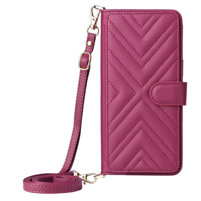 Lederhüllen Vivo V50 Lite 5g Handyhülle Gesteppt Mit Schultergurt Und Trageband