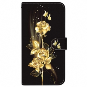 Lederhüllen Für Oneplus Nord 5 Goldene Rosen