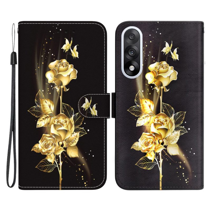Lederhüllen Für Oneplus Nord 5 Goldene Rosen