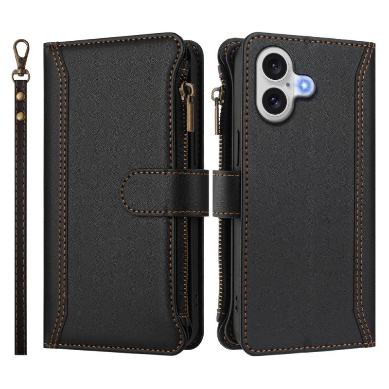 Lederhüllen iPhone 17 Geldbörse Mit 9 Kartenfächern Und Handschlaufe