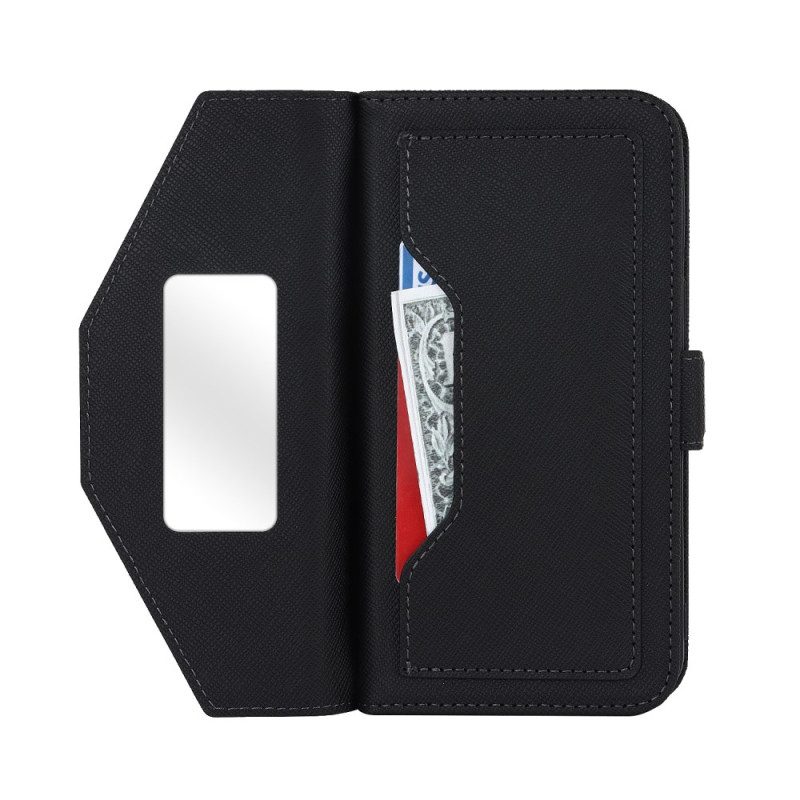 Lederhüllen iPhone 17 Handyhülle Geldbörse Mit Schulterriemen Und Spiegel